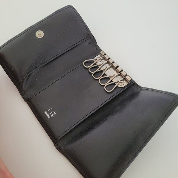 Dunhill Key Card Case Hooks Holder Wallet Logo Black Trifold Designer Coin Retro - Picture 3 of 12